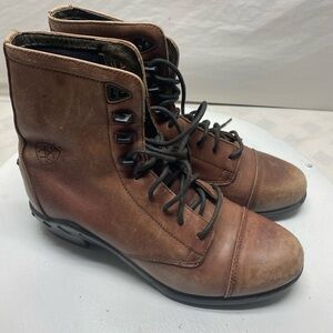 Ariat Womens Size 8 B Brown Leather Lace Up Ankle Kiltie Riding Western Boots